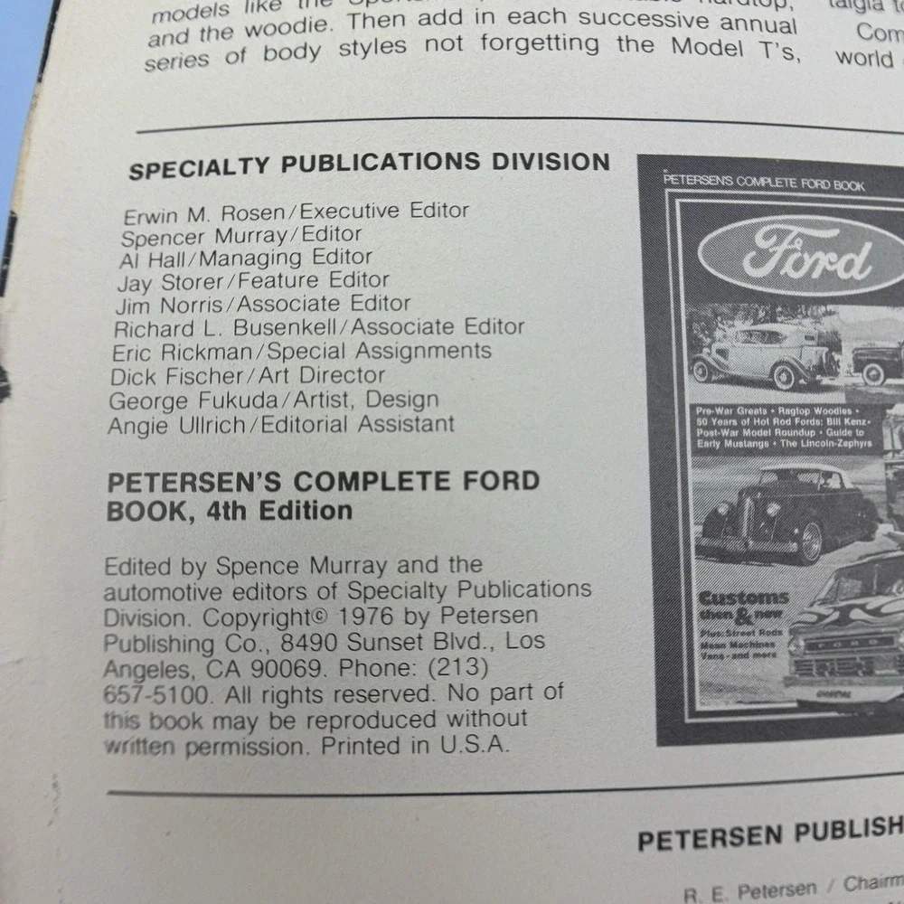 Peterson's‎ Complete Ford Paperback Book 1976 4th Ed. VTG Hot Rod V-8 Vans